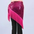 thumbnail image 4 of zhi Women's Sequin Fringe Belly Dance Skirt - Performance & Party Looks，Hot Pink，Free Size, 4 of 6