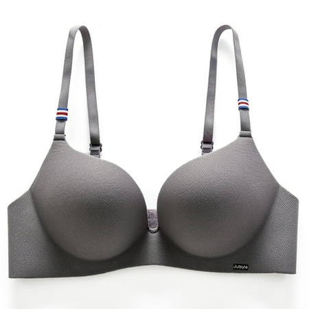 

Spdoo Women s Smoothing T-shirt Bra Push Up Thin Padded Gathering Seamless Wire Free Bra Lingerie Everyday Underwear Gray 34/75C
