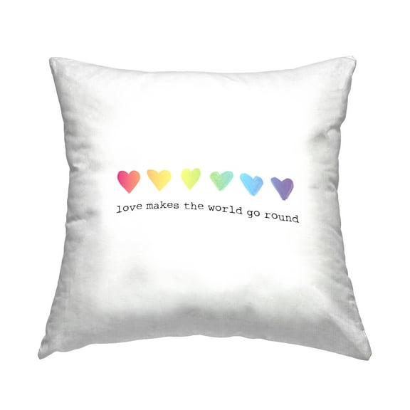 Stupell Industries Love Makes World Go Round Rainbow Heart Ombre Abstract White,18 x 7 x 18 Decorative Pillows