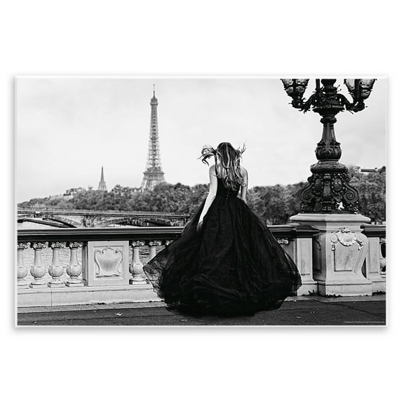 Stupell Industries Girl in Gown Cityscape People Photography Unframed Art Print Wall Art, 15 x 10