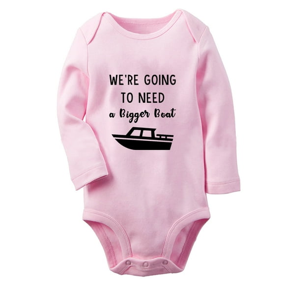 iDzn® We're Going to Need a Bigger Boat Funny Rompers, Newborn Baby Unisex Bodysuits, Infant Jumpsuits, Toddler Kids Long Sleeve Oufits (Pink, 0-6 Months)