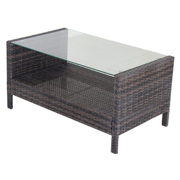 Outdoor patio Furniture Coffee Table with clear tempered glass3198