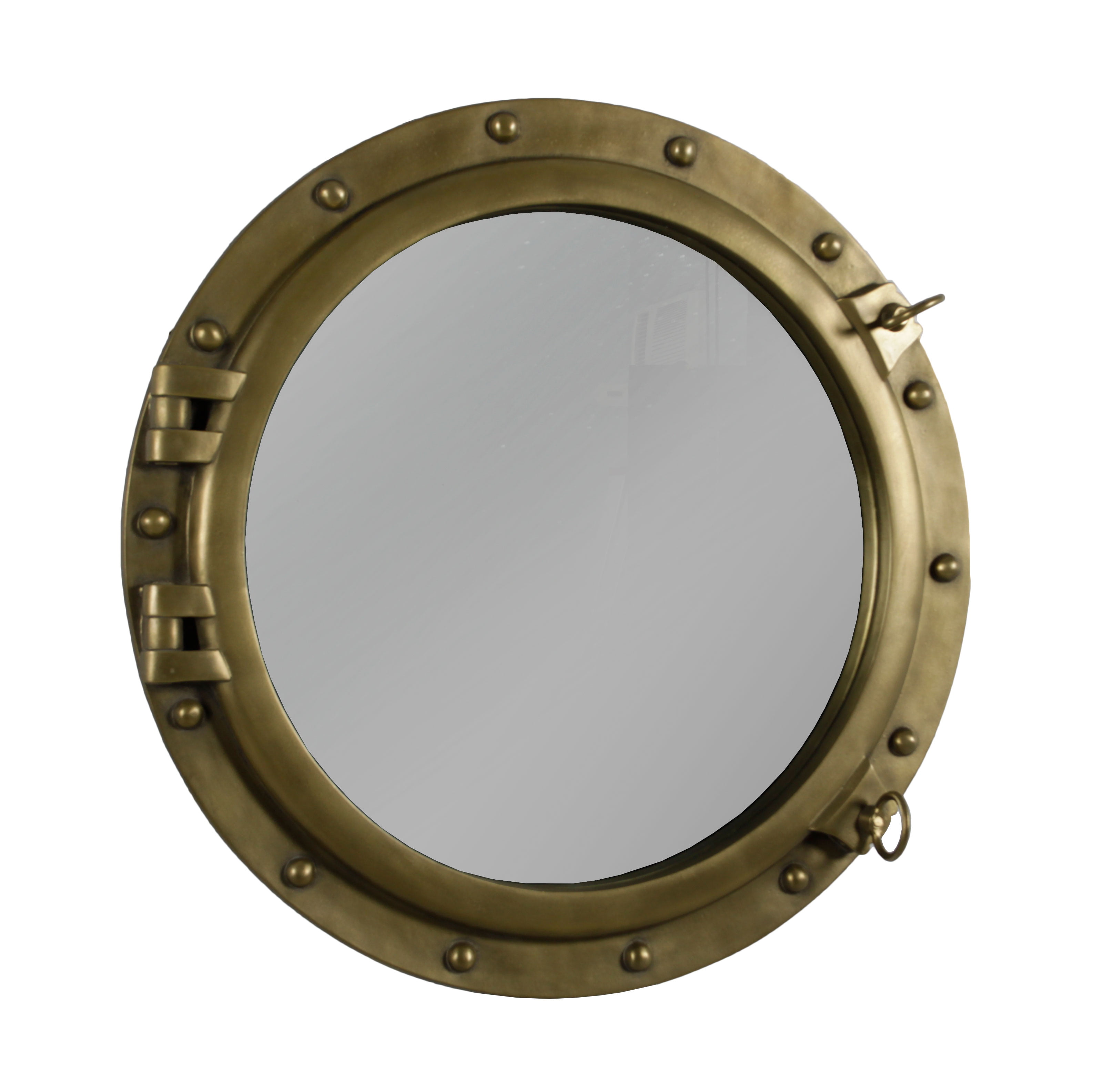 20" Brass Porthole Mirror ~ Chrome ~ Nautical Maritime Decor ~ 