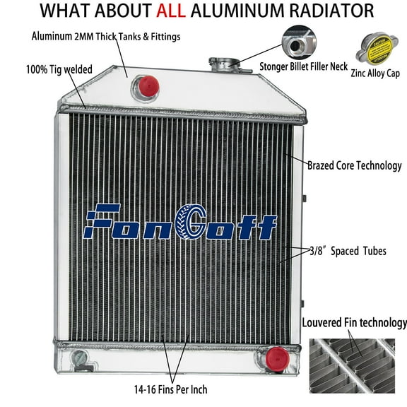 3 Core Tractor Radiator For Ford/New Holland 2000 2600 3000 3600 4450 #C7NN8005H