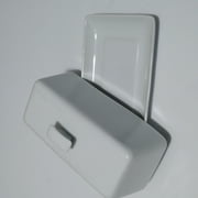 Home Essentials 8 Maison Covered Butter Dish – Rectangular Finial Handle, White Ceramic Kitchen Serveware