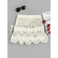 thumbnail image 4 of ZAFUL Women Leisure Drawstring Scalloped Edge Crochet Skirt White S, 4 of 6