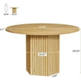 thumbnail image 2 of Tribesigns Round Dining Table, 47-Inch Wood Kitchen Table for 4-6 People, Modern Dinner Table with Wood Strip Base for Living Room, Home, Apartment, Light Brown, 2 of 7