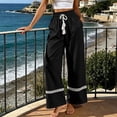 thumbnail image 6 of Zpzdpjkx Women's Tassel Drawstring Wide Leg Pants Loose Flowy Trousers with Side Pockets Summer Boho Beach Casual Long Linen Pants, 6 of 6