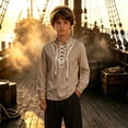 thumbnail image 2 of JAJAHO Boys Halloween Pirate T Shirts Long Sleeve Retro V Neck Lace Up Tees Dress Up Tops For Kids 3-16Y, 2 of 5