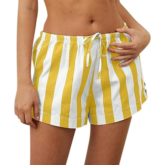 Seductiva Summer Shorts for Women Drawstring Striped Shorts for Women Wide Leg Casual Shorts Pajama Bottoms Pj Shorts Womens Workout Shorts
