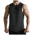 thumbnail image 2 of Men's Sleeveless Shirts Quick Dry Tank Tops Workout Gym Muscle Shirts for Swim Beach Bodybuilding Black L, 2 of 3