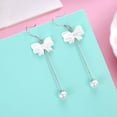 thumbnail image 2 of Vintage Quality Stud Earrings for Women, Small Silver Stud Earrings S925 Sterling Silver Bow-Knot Pearl 59X16mm for Jewelry Gifts[e113], 2 of 2