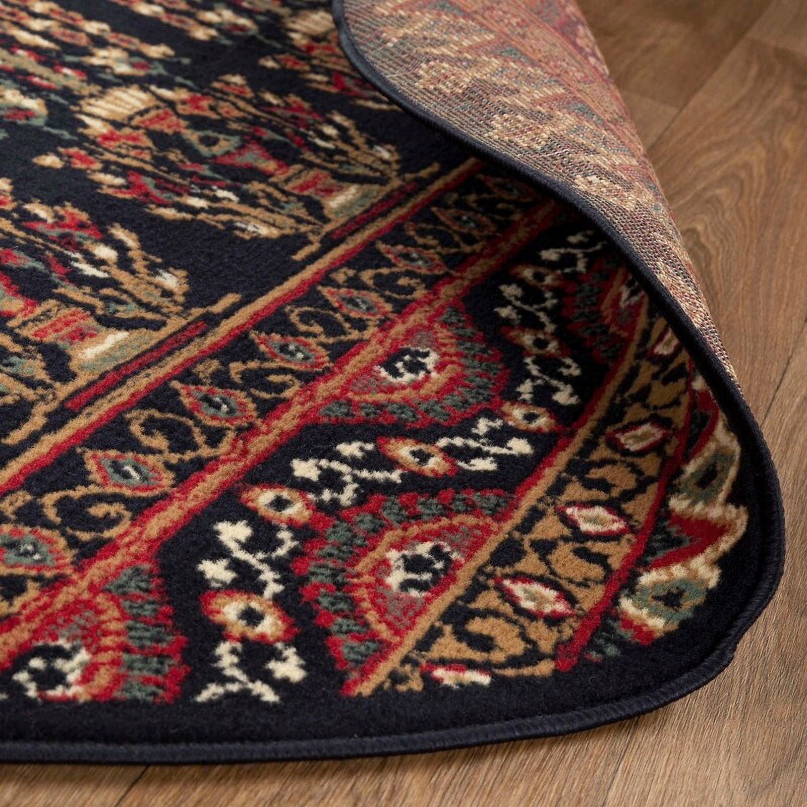 Superior Contemporary Geometric Abstract Floral Power-Loomed Indoor Area Rug, Black, 5'