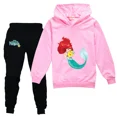 thumbnail image 2 of Ropa deportiva para niños de La Sirenita, trajes casuales con capucha para niñas, pantalones negros, traje para adolescentes, ropa de abrigo para niños, conjuntos para bebés, 2 of 5