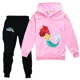 thumbnail image 2 of Ropa deportiva para niños de La Sirenita, trajes casuales con capucha para niñas, pantalones negros, traje para adolescentes, ropa de abrigo para niños, conjuntos para bebés, 2 of 5