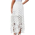 thumbnail image 3 of Hvot&aat Women's Heavy Hollow Out Tassel Skirt Summer High Waisted Fringe Hem Long Skirt Beach Vacation Skirt, 3 of 7