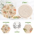 thumbnail image 4 of Haosy Set of 6 Drink Woven Coaster with Holder Heat Resistant Non-Slip Bar Coasters 4 Inches Butterfly with Flower, 4 of 7
