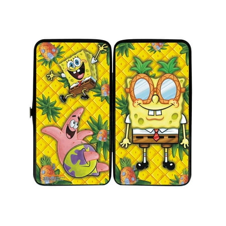 Nickelodeon Wallet, Hinged, Spongebob Pineapple Eyes Patrick Starfish Pose Pineapple Gold, Vegan Leather