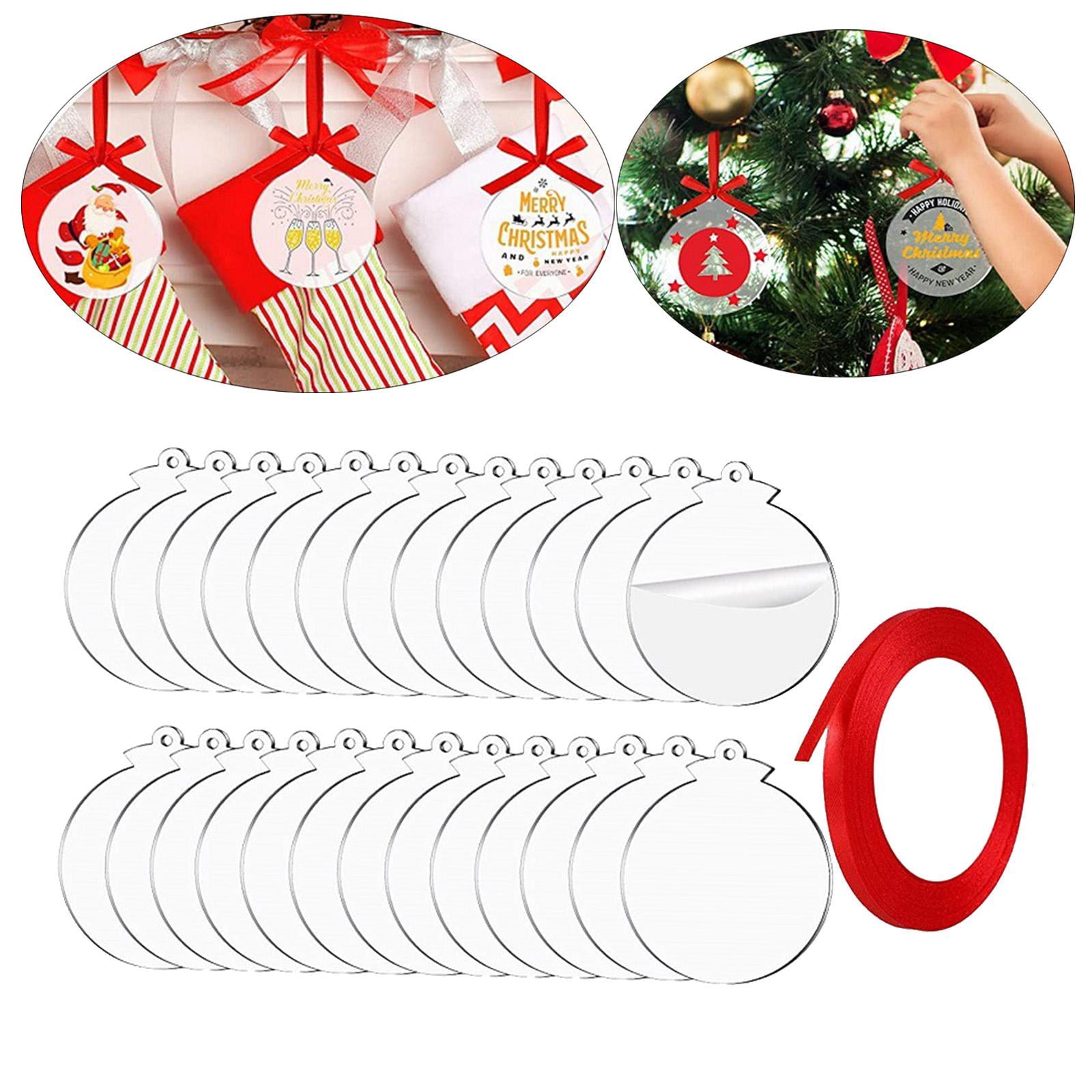 30x Christmas Acrylic Baubles Craft DIY Ornaments Embellishments