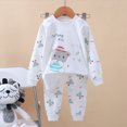 thumbnail image 2 of TOWED22 Fall Outfit Toddler Baby Boy 2 Piece Long Sleeve Cute Print Graphic Crewneck T-Shirt Thick Jogger Pants Round Neck Soft Clothes Set(White,3-6 M), 2 of 7