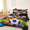 thumbnail image 3 of Erosebridal Soccer Graffiti Splash Twin Bedding Sets 7-Piece for Kids Teens,Boys Girls Sport Gamer Bedding Comforter Set,Black Reversible,Breathable Home Decor, 3 of 6