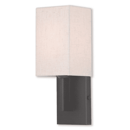 

Wall Sconces 1 Light With Steel Hand Crafted Oatmeal Color Fabric Hardback Shade Bronze Tones size 5 in 40 Watts - World of Crystal