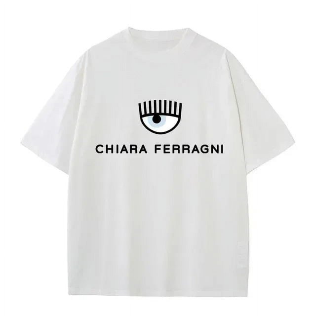FerragniES Eyes C-Chiara camiseta diaria Vintage algodón Casual Tops divertidos manga corta moda Harajuku ocio camisetas Unisex