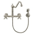 thumbnail image 2 of Whitehaus WHKWCR3-9402-NT-BN Vintage Iii Plus 1.5 GPM Wall Mounted Bridge Kitchen Faucet -, 2 of 4