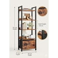 thumbnail image 3 of Librero de 5 Niveles con Cajón, Estantería de Madera y Estructura de Metal, Estilo Rústico, Organizador para Sala, Oficina y Dormitorio, Mueble de Almacenamiento y Decoración, 3 of 9