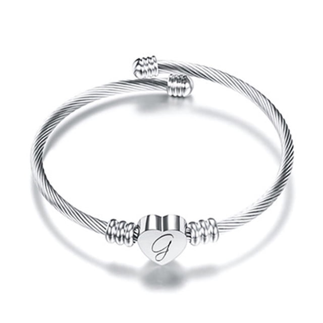 Fiudx Pulsera Alambre Acero Inoxidable 26 Letras con Forma de Corazón