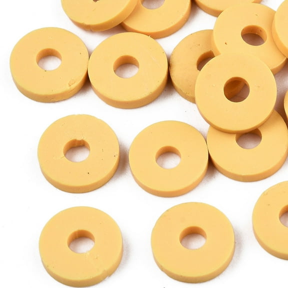 Handmade Polymer Clay Beads for DIY Jewelry Crafts Supplies Disc/Flat Round Heishi Beads Gold 6x1mm Hole: 2mm about 1175pcs/50g