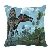 ECZJNT Dinosaurs Spinosauruses Psittacosaurus Dorygnathuses In Flight Pillow Case Cover Set 18x18 Inch