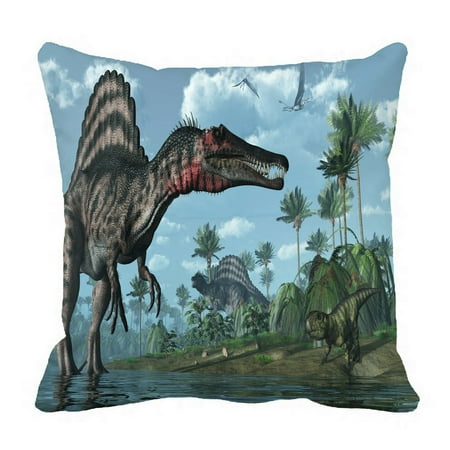 ECZJNT Dinosaurs Spinosauruses Psittacosaurus Dorygnathuses In Flight Pillow Case Cover Set 18x18 Inch