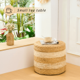 thumbnail image 6 of Tcbosik 17.7" Round Handwoven Ottoman, Natural Water Hyacinth Footstool, Small Accent Table for Living Room, Hallway, Entryway, Natural & White, 6 of 6