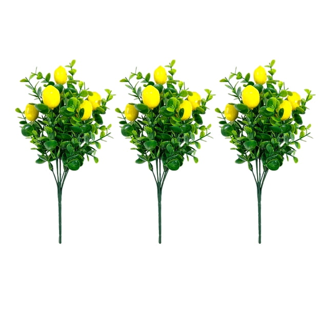 3 piezas de ramas de limón artificiales realistas, decoración de limones falsos