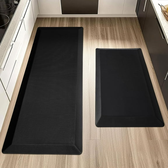2 PCS Anti Fatigue Kitchen Mats for Floor, Brown 9/10 Extra Thick Cushioned Standing Desk Mat, Comfort Memory Foam Ergonomic Rugs and Mats Non-Slip Waterproof for Office, Kitchen, 20"x32" 20"x48"