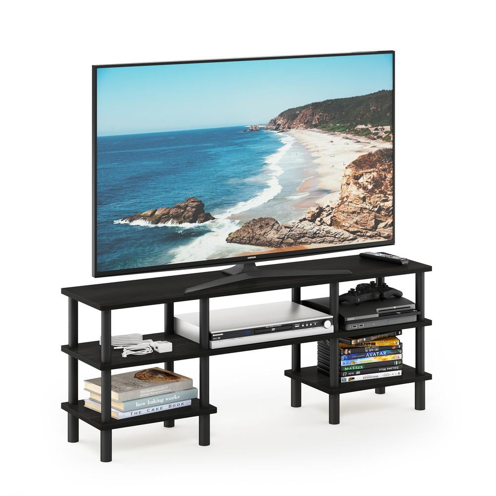 Furinno Turn-N-Tube 3-Tier Multipurpose Wide Shelf TV Stand, Espresso/Black