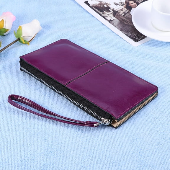WHAMVOX Wallet High Capacity Ladies Handbags Zip Purses Clutch Purple