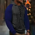 thumbnail image 2 of Ceisia Men Casual Fashion Solid Color Plaid Gift Stand Up Irregular Collar Long Sleeve Pullover Tops, 2 of 6