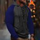 thumbnail image 2 of Ceisia Men Casual Fashion Solid Color Plaid Gift Stand Up Irregular Collar Long Sleeve Pullover Tops, 2 of 6