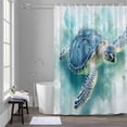 thumbnail image 5 of Sea Turtle Bathroom Shower Curtain, Blue Turtle Ocean Animal Abstract Modern Art Waterproof Washable Soft Bath Curtain for Bathtub Decor with 12 Hooks&Grommet, 72x72 Inch, 5 of 9