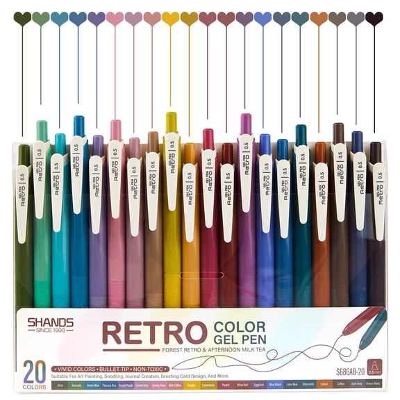 Retractable Gel Ink Pens, 0.5mm Extra Fine Point Tip, Journaling Smooth Writing Note Taking Coloring