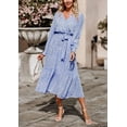 thumbnail image 4 of Vestido PRETTYGARDEN Bohemio Floral de Manga Larga con Cruzado y Escote en V para Mujer - Talla M, 4 of 4