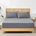 thumbnail image 3 of Cozy Bliss Cooling Deep Pocket Fitted Sheet, Breathable Sheet Set with Pillowcases, Dark Grey, Queen, 3 of 4