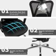 thumbnail image 5 of Giantex Office Chair, Height-Adjustable Computer Desk Chair with Back, Adjustable Headrest and Tilt-Down Backrest, Ergonomic Breathable Executive Mesh Task Chair for Home Office, Black, 5 of 10