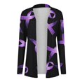 thumbnail image 3 of VKOYWKM Breast Cancer Awareness Cardigans for Women Pink Ribbon Pirnt Long Sleeve Open Front Crdigan Light Weight Shawl Collar Draped Cardigan Outerwear, 3 of 5