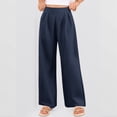 thumbnail image 5 of Women's Wrinkle-Free Pleated High Waisted Business Casual Wide Leg Dress Pants 2026 Blue 2XL, 5 of 5