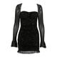 thumbnail image 5 of Vestido sexy con cuello cuadrado y espalda descubierta con lentejuelas para mujer - Minivestido de encaje de manga corta, perfecto para discotecas, fiestas y noches de verano, 5 of 8