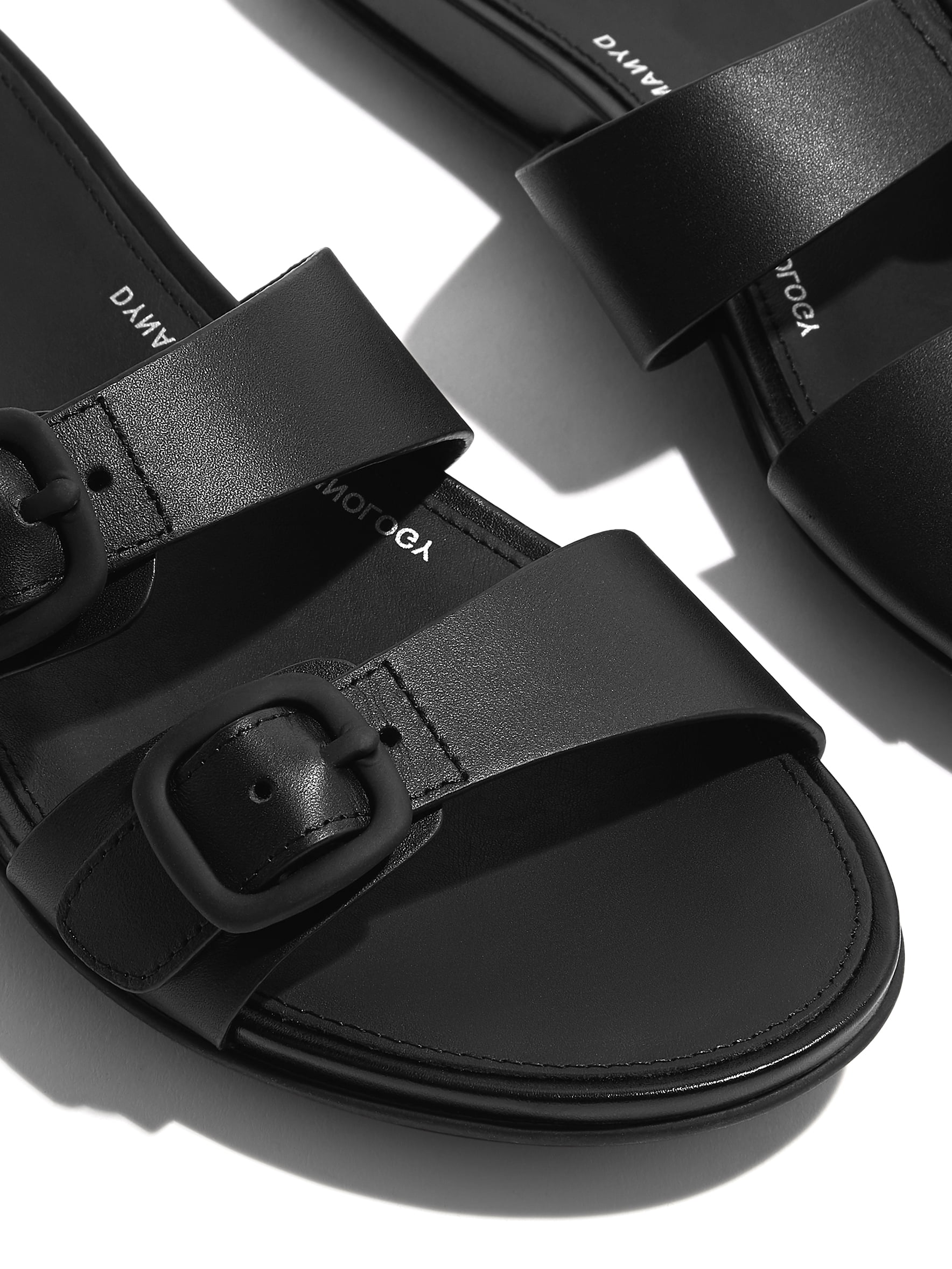 FitFlop Women's Gracie Rubber-Buckle Two-Bar Leather Slides