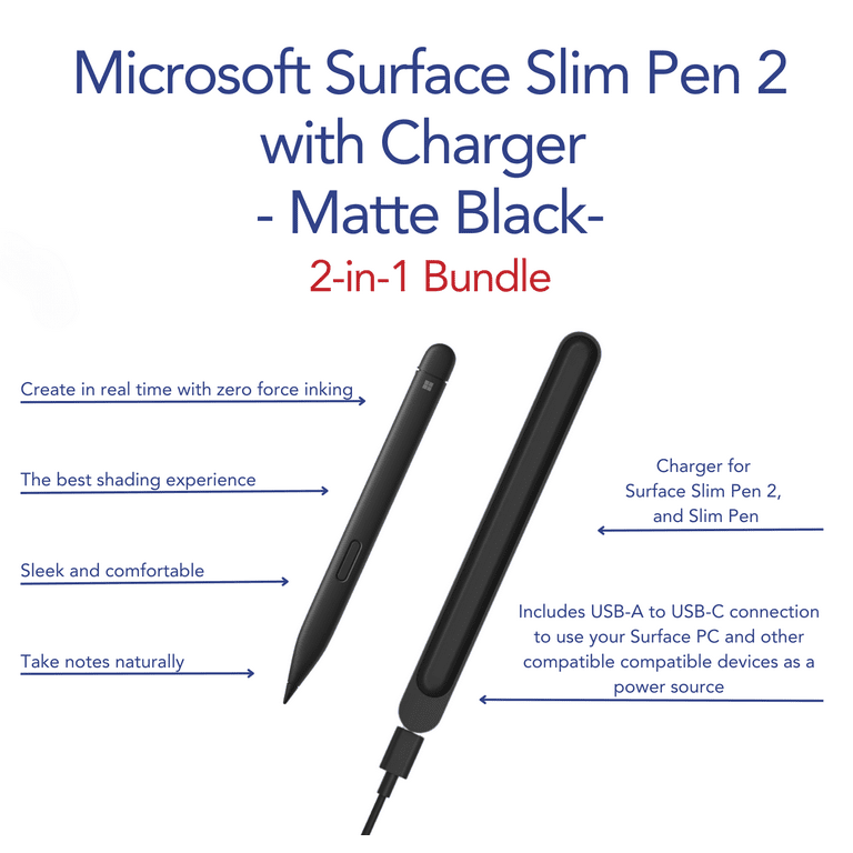 Microsoft Surface Slim Pen 2 with Charger (Matte Black) 2-in Microsoft Surface Slim Pen 2 with Charger (Matte Black) 2-in